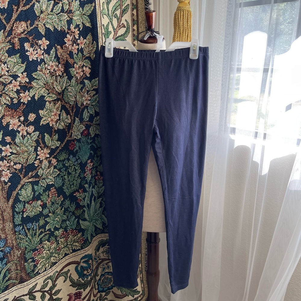 Dark Blue Stretchy Cotton Denim Texture / Print Leggings
